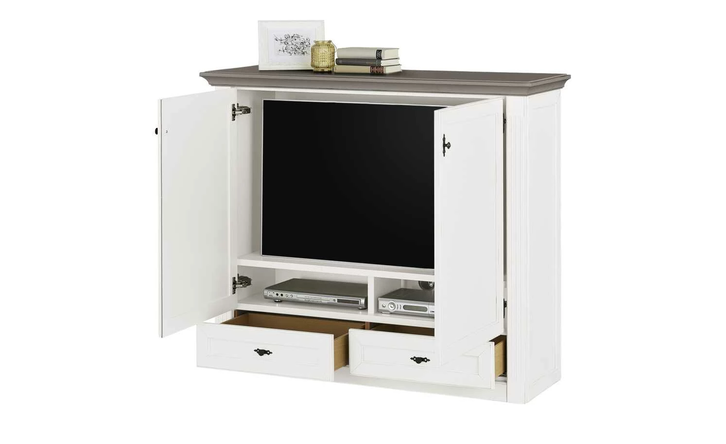 maison bleue TV-Schrank Petit Chalet | Weiß / Graphitgrau 3 maison bleue TV-Schrank Petit Chalet | Weiß / Graphitgrau – Bild 3