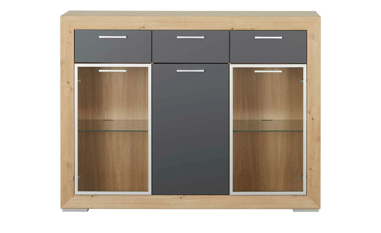 Highboard Fiesta | Asteiche (Nachbildung) / Grau 2 Highboard Fiesta | Asteiche (Nachbildung) / Grau – Bild 2