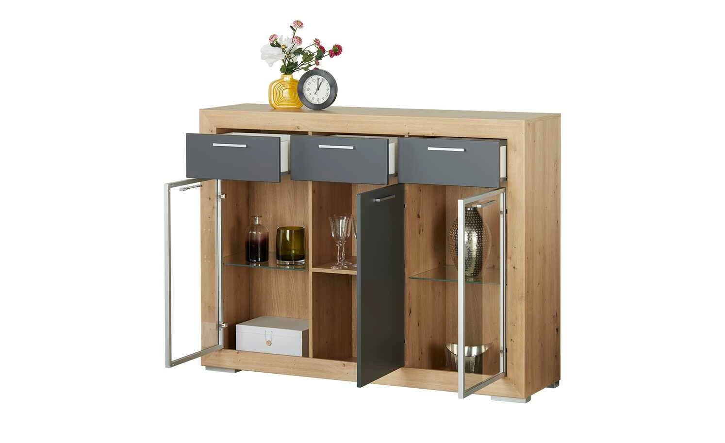 Highboard Fiesta | Asteiche (Nachbildung) / Grau 12 Highboard Fiesta | Asteiche (Nachbildung) / Grau – Bild 12