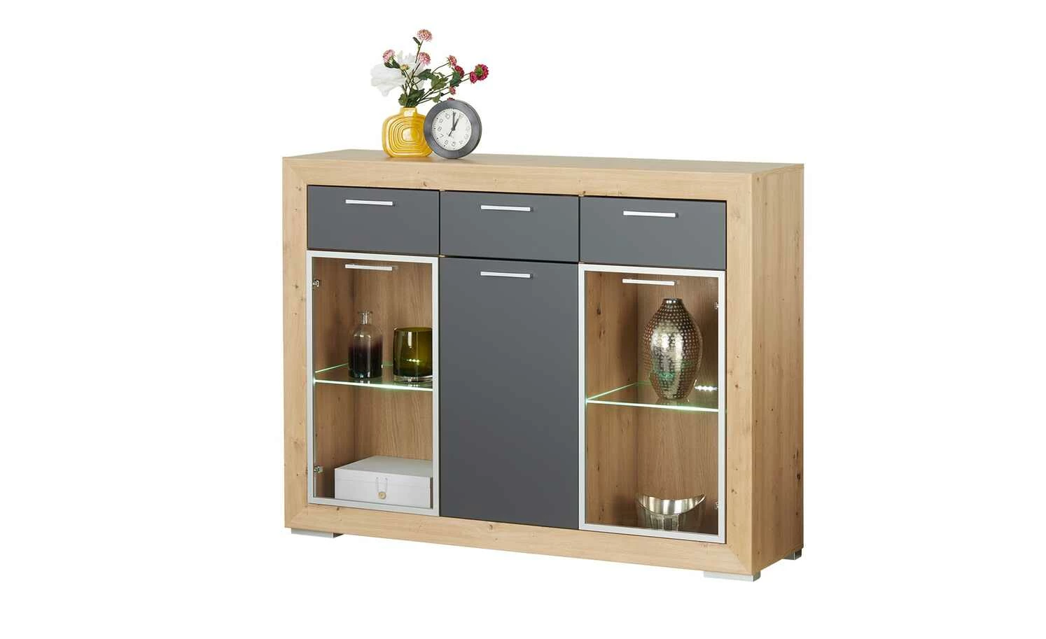 Highboard Fiesta | Asteiche (Nachbildung) / Grau 3 Highboard Fiesta | Asteiche (Nachbildung) / Grau – Bild 3