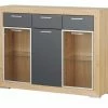 Highboard Fiesta | Asteiche (Nachbildung) / Grau