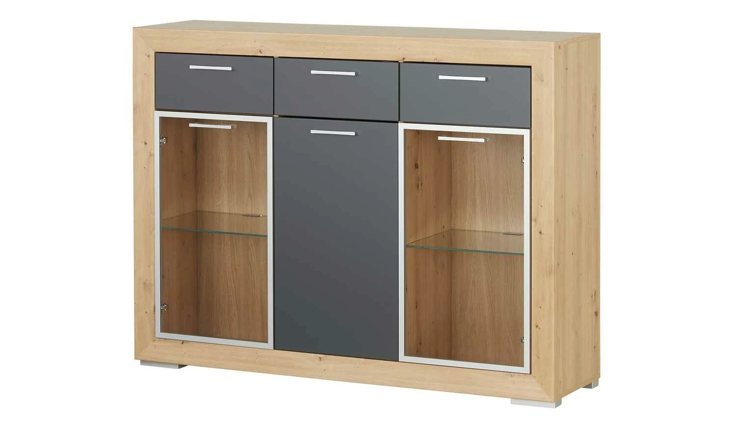 Highboard Fiesta | Asteiche (Nachbildung) / Grau 1 Highboard Fiesta | Asteiche (Nachbildung) / Grau