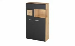 Vitrine Cortina | Schwarz / Eiche Altholz (Nachbildung)