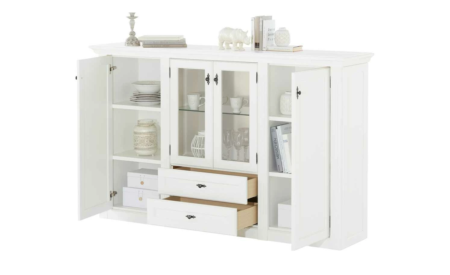 maison bleue Highboard Petit Chalet | Weiß mit Glasboden 5 maison bleue Highboard Petit Chalet | Weiß mit Glasboden – Bild 5