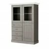 maison bleue Highboard Florian | Grau / Weiß Türen mit Glaseinsatz