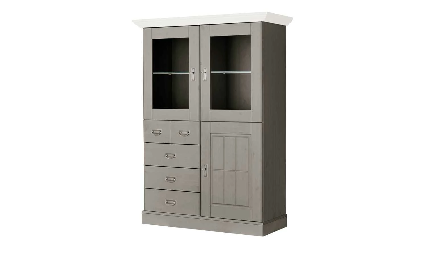 maison bleue Highboard Florian | Grau / Weiß Türen mit Glaseinsatz 1 maison bleue Highboard Florian | Grau / Weiß Türen mit Glaseinsatz