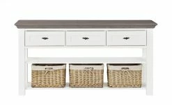 maison bleue Anrichte Petit Chalet | Weiß / Graphit (Grau) mit Flechtkörben -Kommode & Sideboards Verkäufe 13232357 8 202203291236