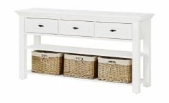 maison bleue Anrichte Petit Chalet | Weiß / Weiß mit Flechtkörben