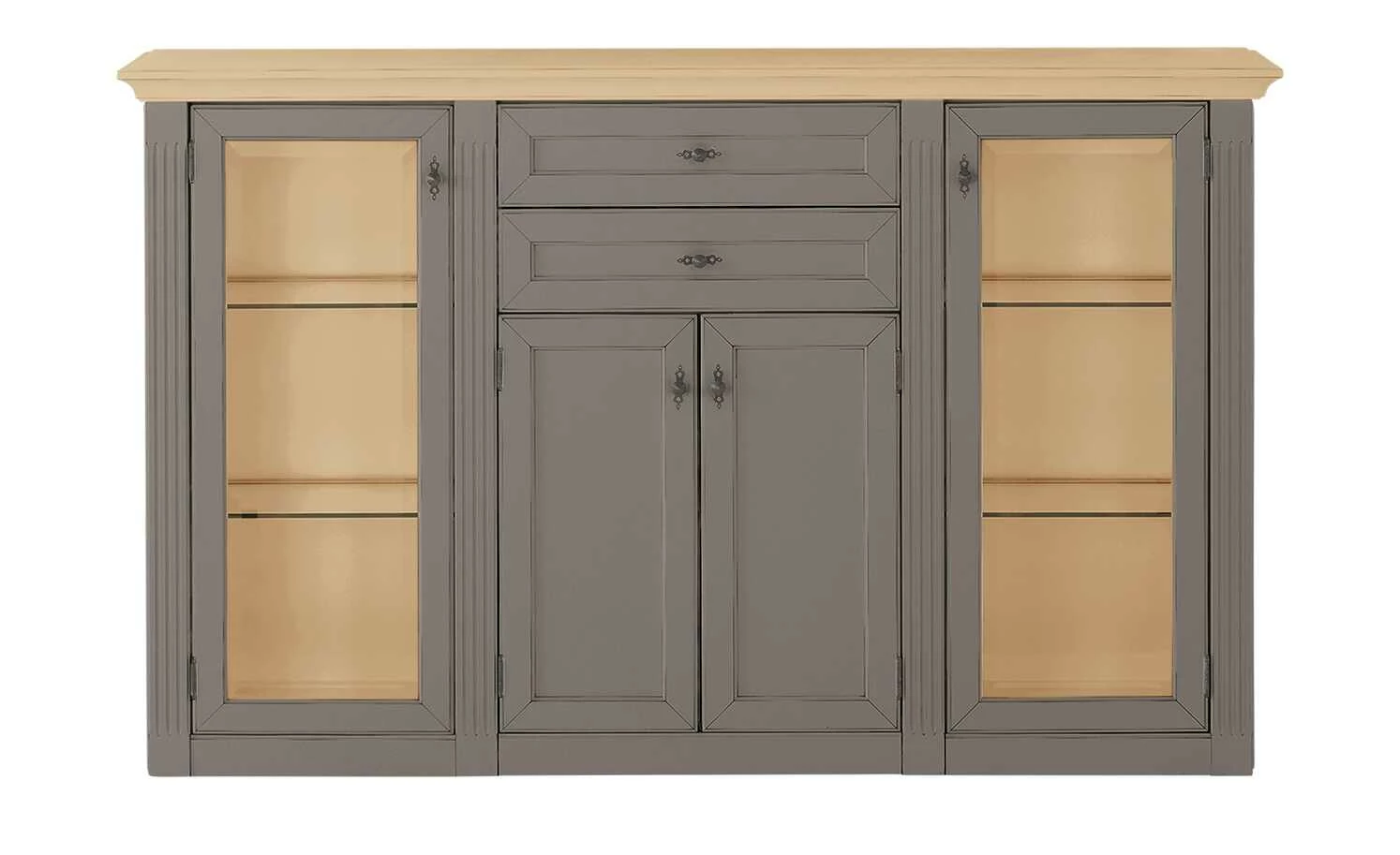 maison bleue Highboard Petit Chalet | Graphitgrau / Asteiche mit Glastüren 11 maison bleue Highboard Petit Chalet | Graphitgrau / Asteiche mit Glastüren – Bild 11