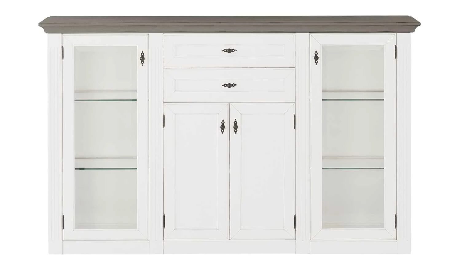 maison bleue Highboard Petit Chalet | Weiß / Graphitgrau mit Glastüren 2 maison bleue Highboard Petit Chalet | Weiß / Graphitgrau mit Glastüren – Bild 2