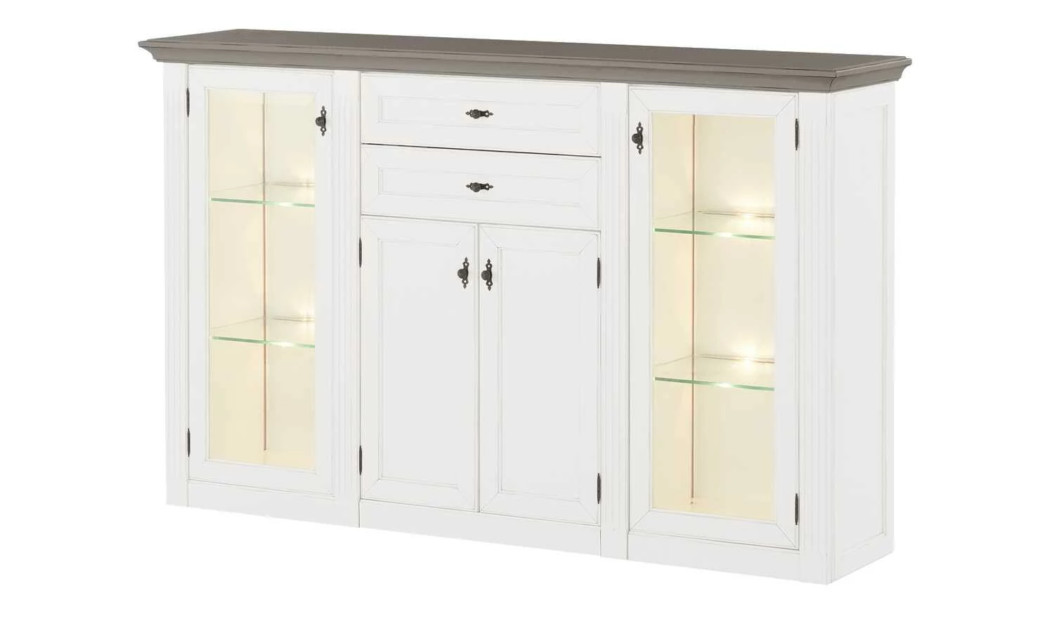 maison bleue Highboard Petit Chalet | Weiß / Graphitgrau mit Glastüren 4 maison bleue Highboard Petit Chalet | Weiß / Graphitgrau mit Glastüren – Bild 4