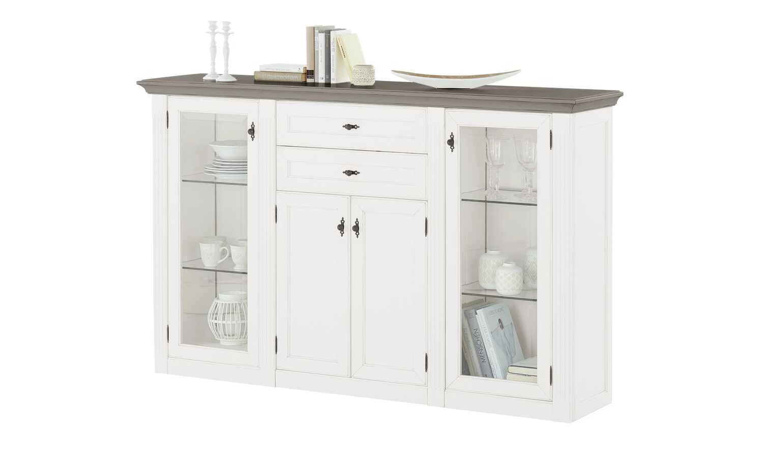 maison bleue Highboard Petit Chalet | Weiß / Graphitgrau mit Glastüren 6 maison bleue Highboard Petit Chalet | Weiß / Graphitgrau mit Glastüren – Bild 6