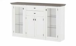 maison bleue Highboard Petit Chalet | Weiß / Graphitgrau mit Glastüren
