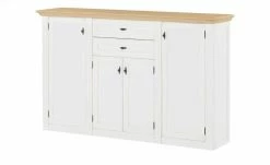 maison bleue Highboard Petit Chalet | Weiß / Asteiche mit Holztüren