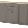 maison bleue Highboard Petit Chalet | Graphitgrau / Asteiche mit Holztüren