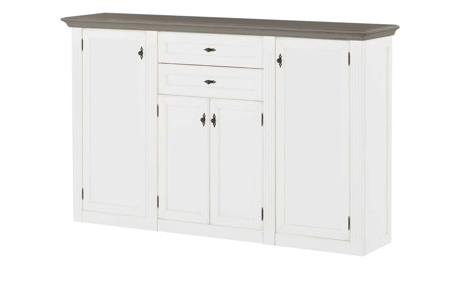 maison bleue Highboard Petit Chalet | Weiß / Graphitgrau mit Holztüren 1 maison bleue Highboard Petit Chalet | Weiß / Graphitgrau mit Holztüren