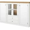 maison bleue Highboard Petit Chalet | Weiß / Asteiche mit Holzboden