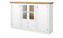 maison bleue Highboard Petit Chalet | Weiß / Asteiche mit Holzboden