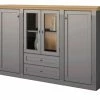 maison bleue Highboard Petit Chalet | Graphitgrau / Asteiche mit Holzboden