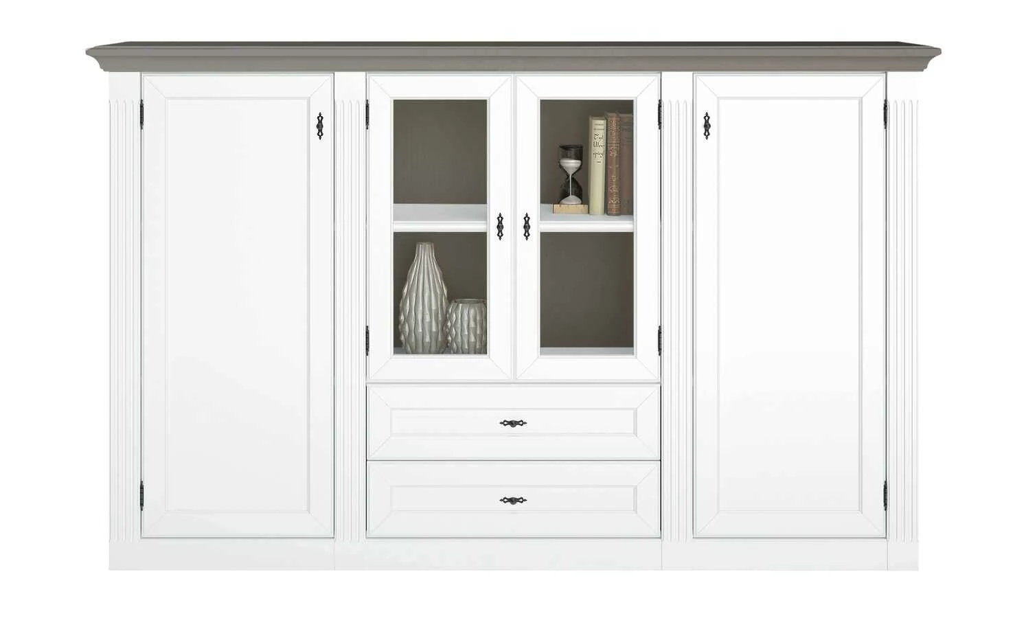 maison bleue Highboard Petit Chalet | Weiß / Graphitgrau mit Holzboden 3 maison bleue Highboard Petit Chalet | Weiß / Graphitgrau mit Holzboden – Bild 3