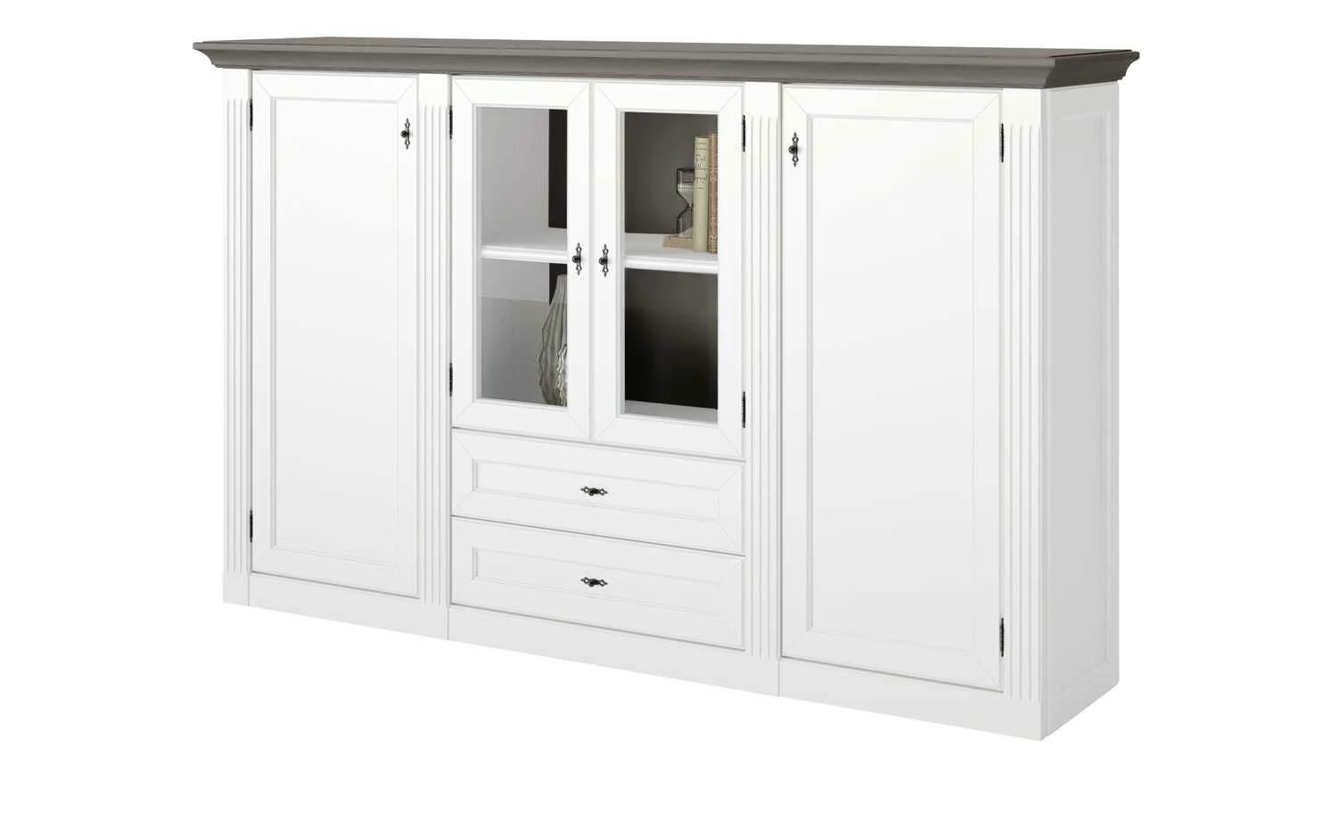 maison bleue Highboard Petit Chalet | Weiß / Graphitgrau mit Holzboden 1 maison bleue Highboard Petit Chalet | Weiß / Graphitgrau mit Holzboden