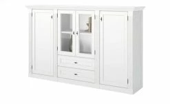 maison bleue Highboard Petit Chalet | Vintage Weiß mit Holzboden