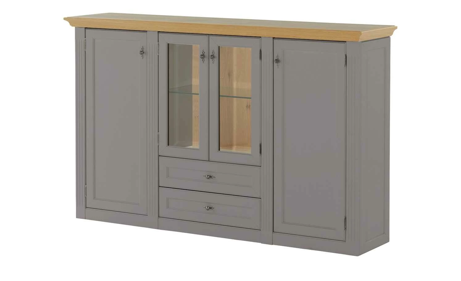 maison bleue Highboard Petit Chalet | Graphitgrau / Asteiche mit Glasboden 1 maison bleue Highboard Petit Chalet | Graphitgrau / Asteiche mit Glasboden