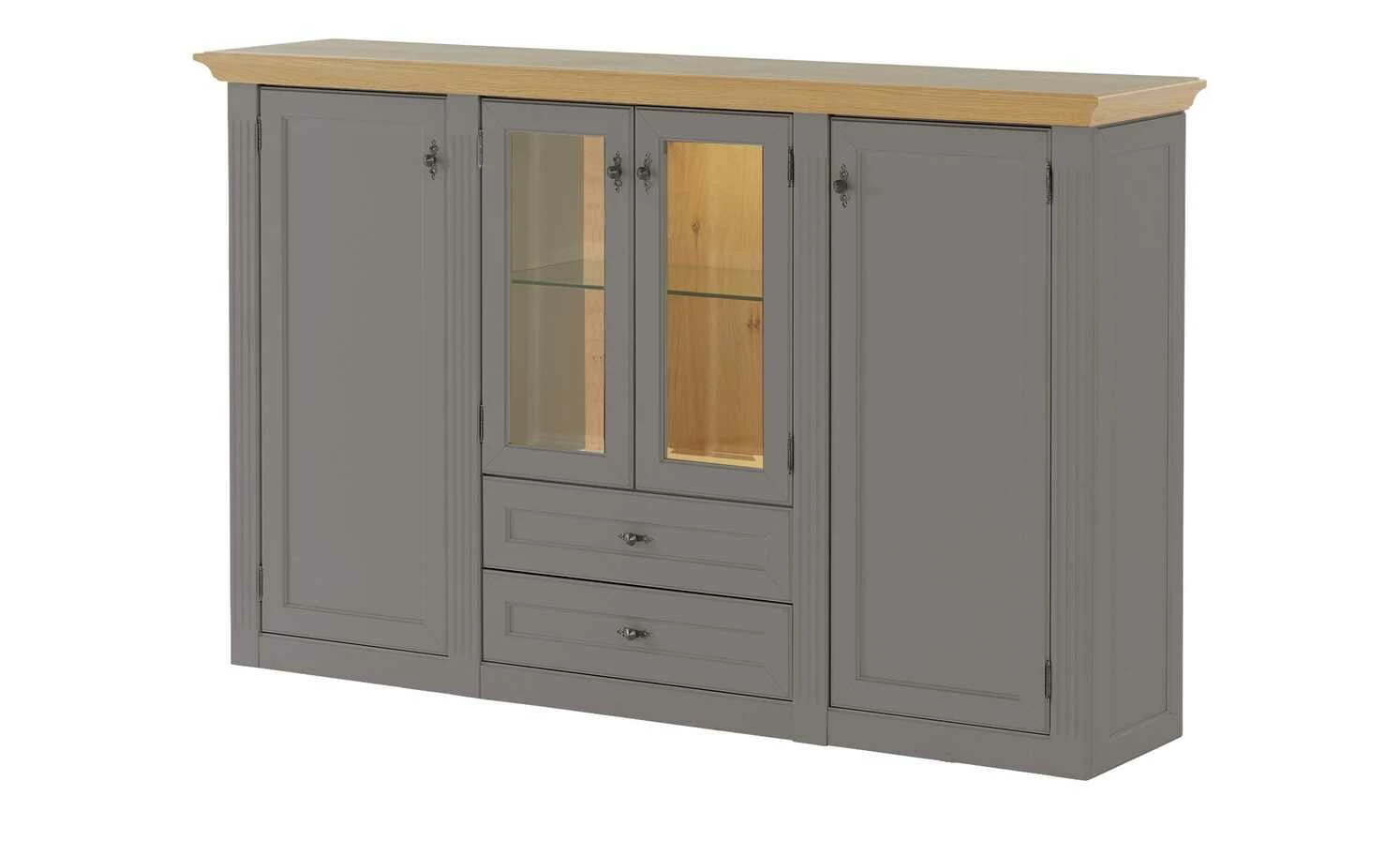 maison bleue Highboard Petit Chalet | Graphitgrau / Asteiche mit Glasboden 5 maison bleue Highboard Petit Chalet | Graphitgrau / Asteiche mit Glasboden – Bild 5