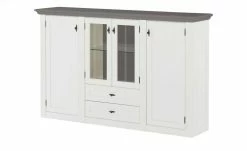 maison bleue Highboard Petit Chalet | Weiß / Graphitgrau mit Glasboden