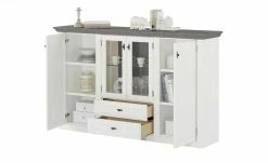 maison bleue Highboard Petit Chalet | Weiß / Graphitgrau mit Glasboden -Kommode & Sideboards Verkäufe 13232381 6 202207111247