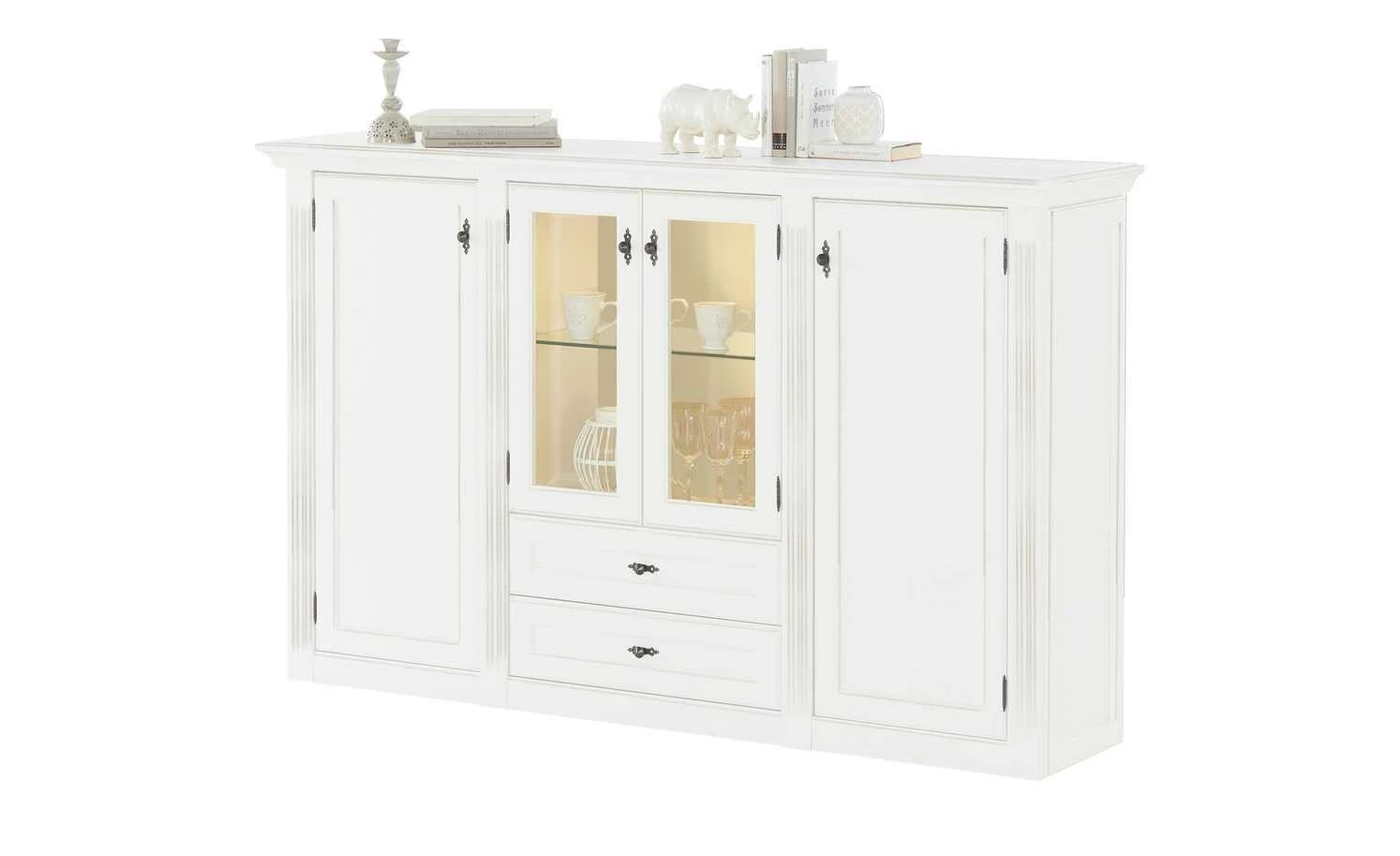 maison bleue Highboard Petit Chalet | Vintage Weiß mit Glasboden 5 maison bleue Highboard Petit Chalet | Vintage Weiß mit Glasboden – Bild 5