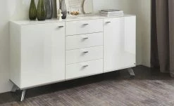 LEONARDO Sideboard Leo Curve 50 | Bianco Weiß Chrom