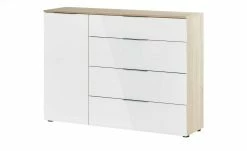 Kommode Vitreo | Eiche Sägerau (Nachbildung) / Weiß