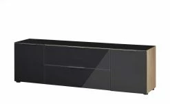 Lowboard Vitreo | Anthrazit / Eiche Sägerau (Nachbildung) 180,4|cm