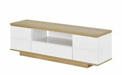 TV-Lowboard Meßbach II | Weiß / Riviera Eiche (Nachbildung)