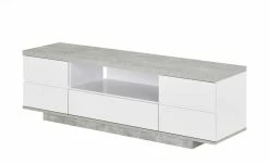 TV-Lowboard Meßbach II | Weiß / Beton (Nachbildung)