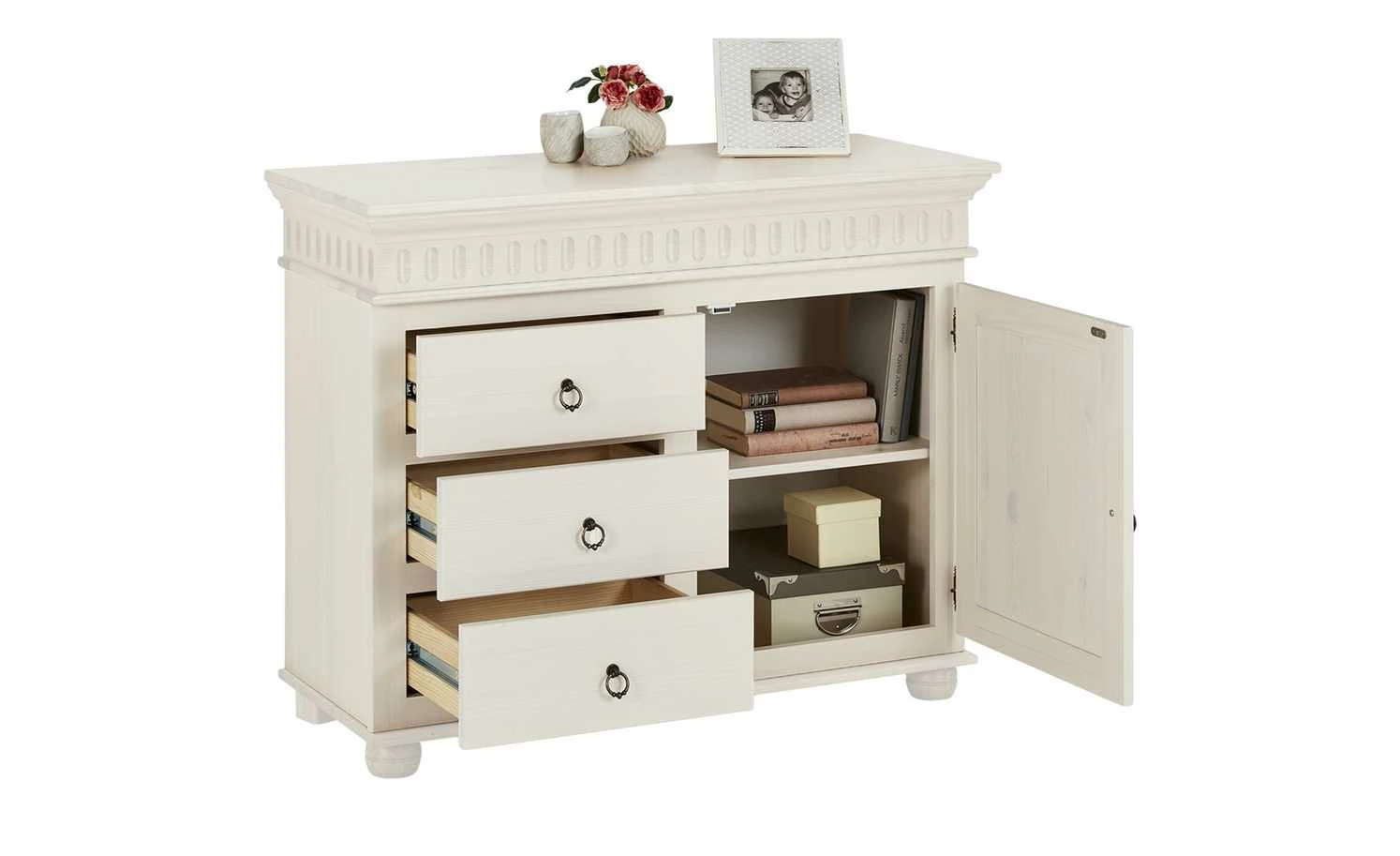 Kommode Bornholm | Kiefer Weiß 3 Schübe / 1 Tür 9 Kommode Bornholm | Kiefer Weiß 3 Schübe / 1 Tür – Bild 9