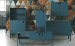 TV-Lowboard Uno | Petrol / Weiß