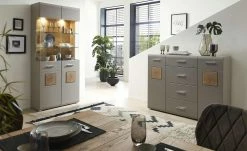 Kommode Cortina | 140|cm Basaltgrau / Hirnholz (Nachbildung)