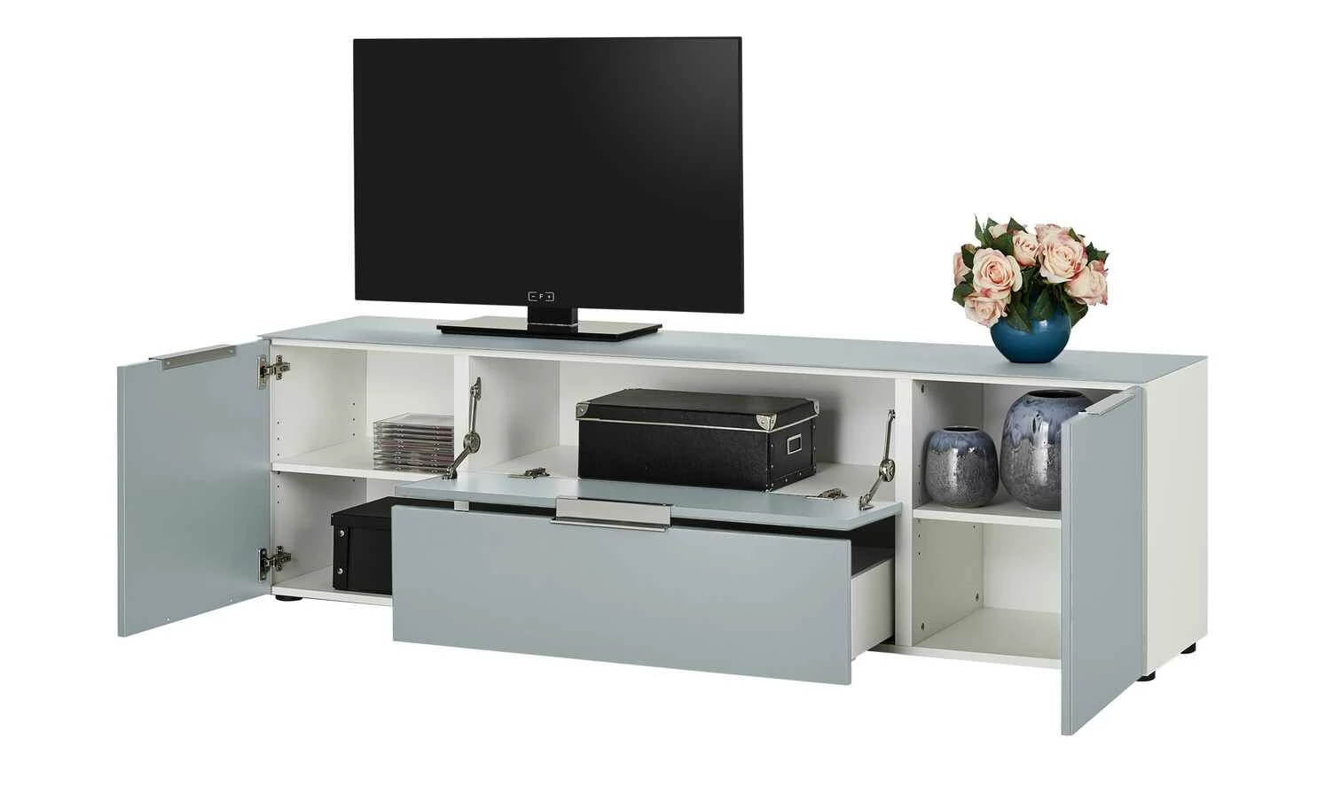 TV-Lowboard Vitreo | Weiß / Seidengrau 180,4|cm 9 TV-Lowboard Vitreo | Weiß / Seidengrau 180,4|cm – Bild 9