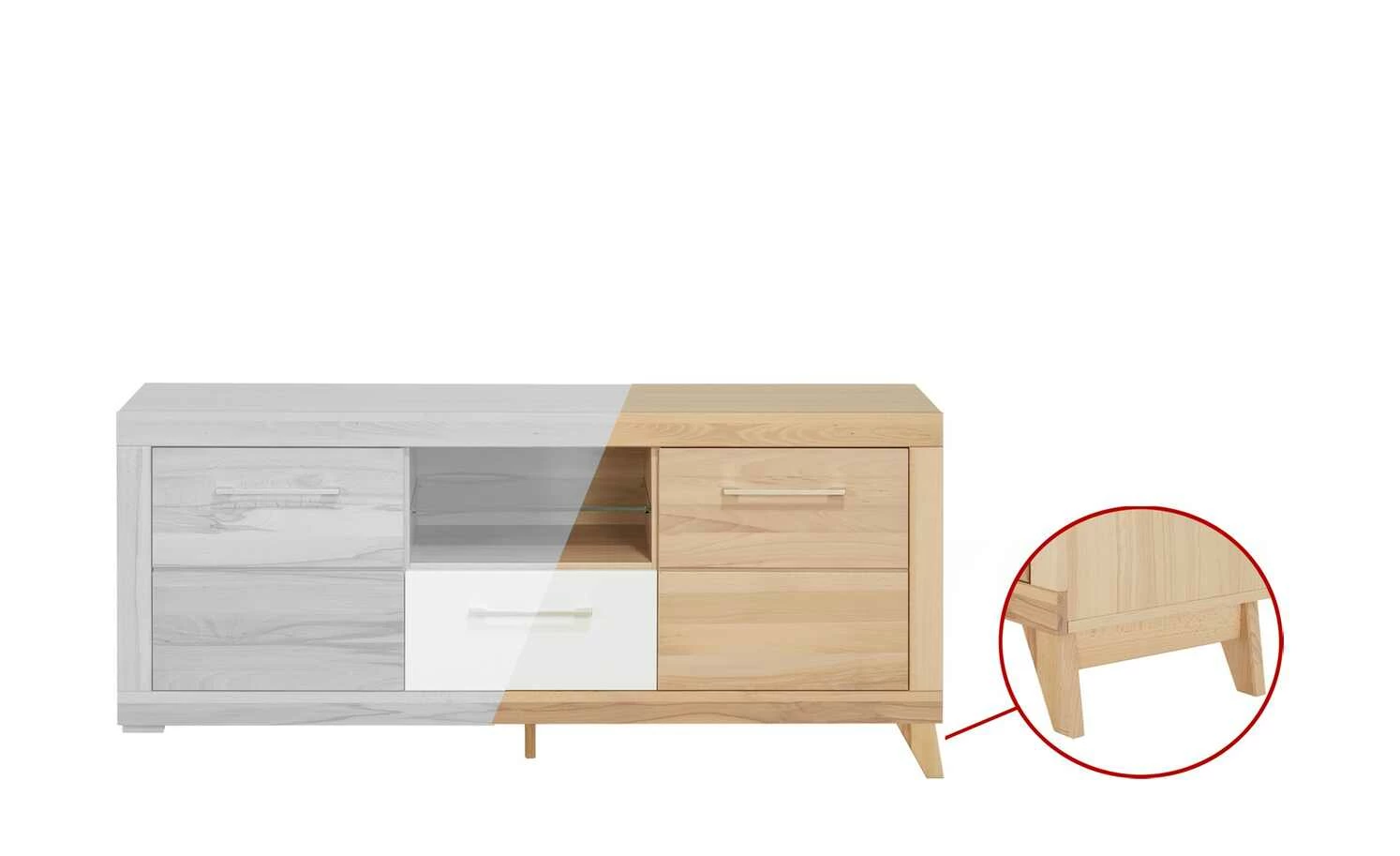 smart Lowboard Oslo | Kernbuche (Nachbildung) / Kernbuche / Weiß 1 smart Lowboard Oslo | Kernbuche (Nachbildung) / Kernbuche / Weiß