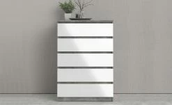 Kommode mit 5 Schüben Nardo | Beton (Nachbildung) / Weiß 111,3|cm