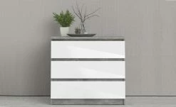 Kommode mit 3 Schüben Nardo | Beton (Nachbildung) / Weiß 70,1|cm