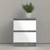 Kommode mit 2 Schüben Nardo | 49,5|cm Beton (Nachbildung) / Weiß