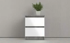 Kommode mit 2 Schüben Nardo | 49,5|cm Beton (Nachbildung) / Weiß