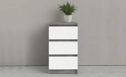 Kommode mit 3 Schüben Nardo | 70,1|cm Beton (Nachbildung) / Weiß