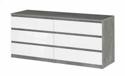 Sideboard mit 6 Schüben Nardo | Beton (Nachbildung) / Weiß
