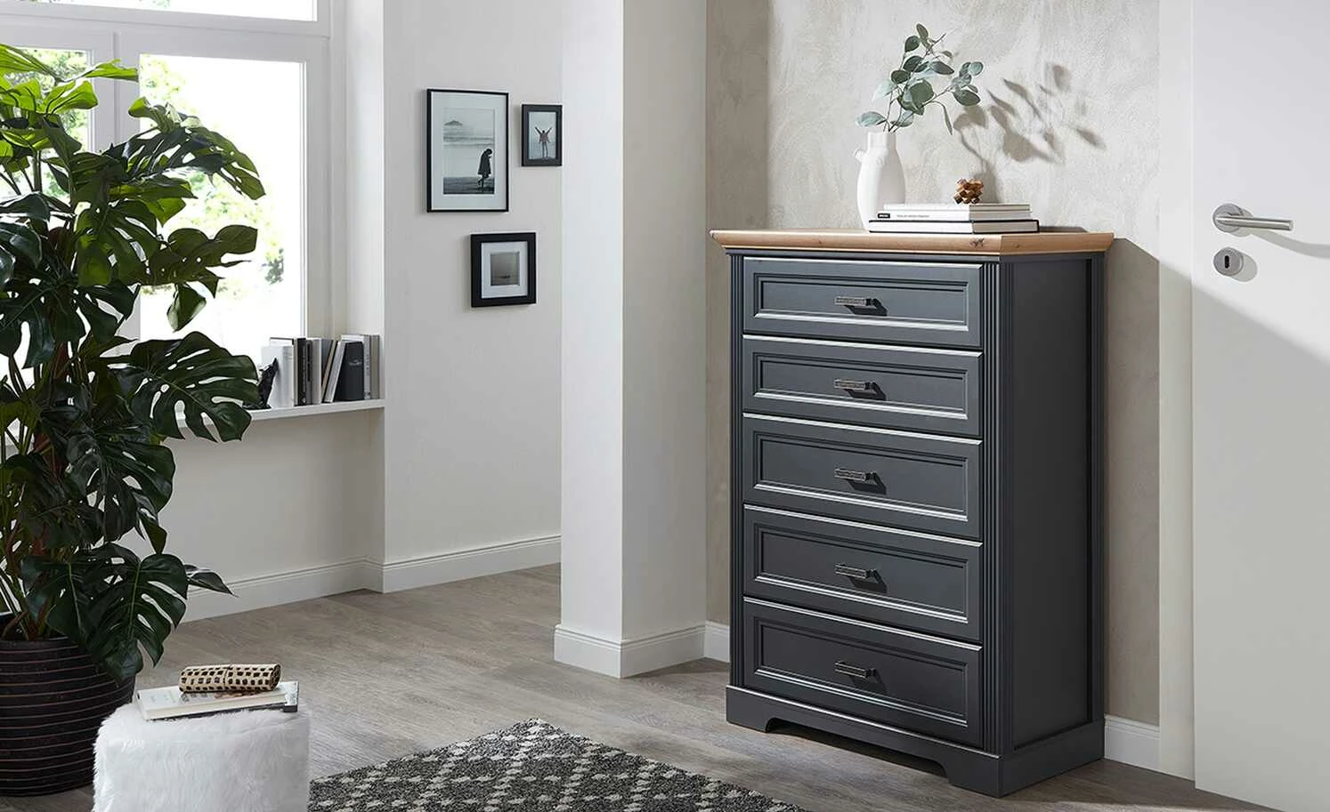 Kommode Varese | Graphitgrau / Asteiche (Nachbildung) 1 Kommode Varese | Graphitgrau / Asteiche (Nachbildung)